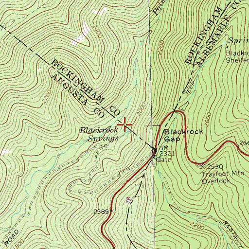 Topographic Map of Blackrock Springs Post Office (historical), VA