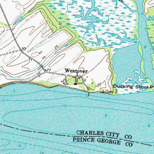 Topographic Map of Westover Post Office (historical), VA