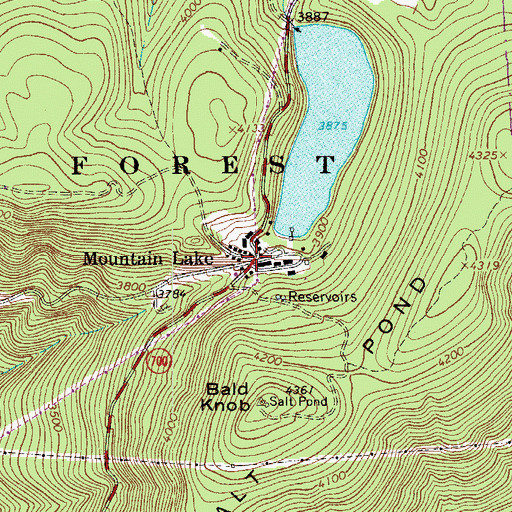 Topographic Map of Mountain Lake Post Office (historical), VA