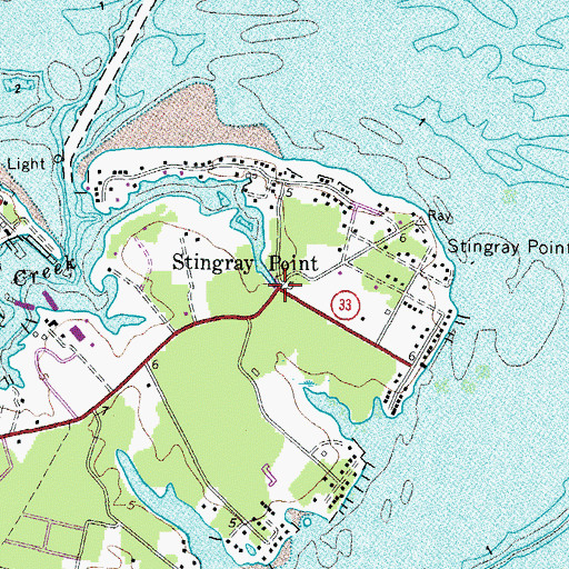 Topographic Map of Stingray Point Post Office (historical), VA