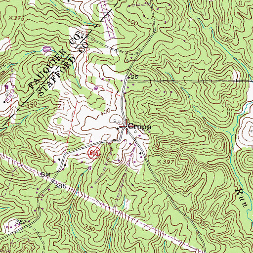 Topographic Map of Cropp Post Office (historical), VA