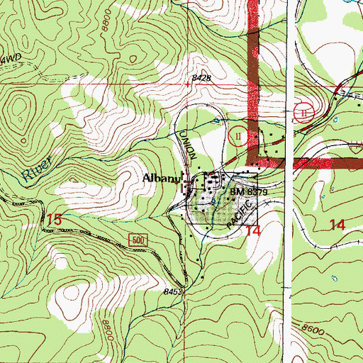 Topographic Map of Albany Post Office (historical), WY