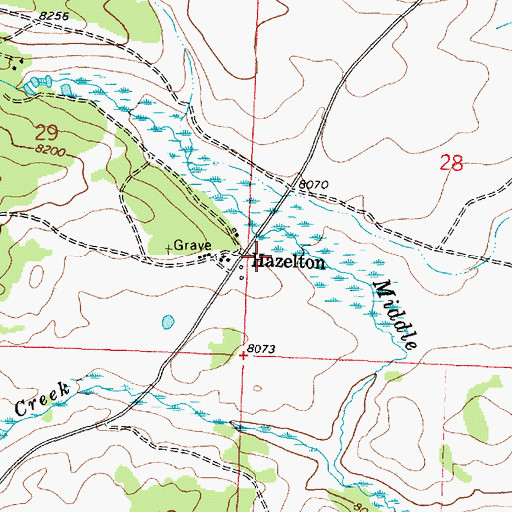 Topographic Map of Hazelton Post Office (historical), WY