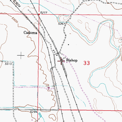 Topographic Map of Bishop Post Office (historical), WY