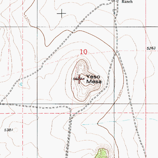 Topographic Map of Yeso Mesa, NM