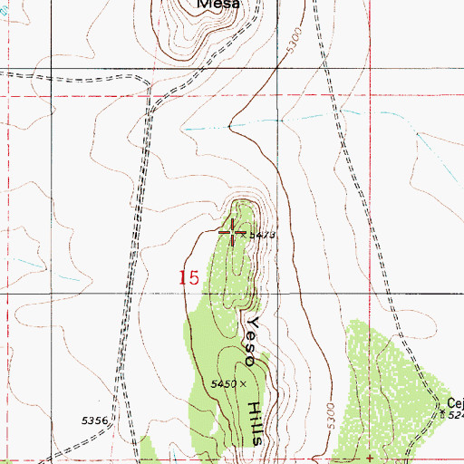Topographic Map of Yeso Hills, NM