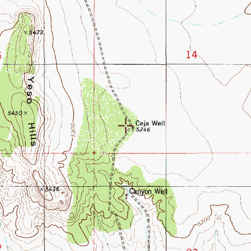 Topographic Map of Ceja Well, NM