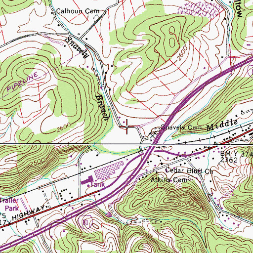 Topographic Map of Atkins District, VA