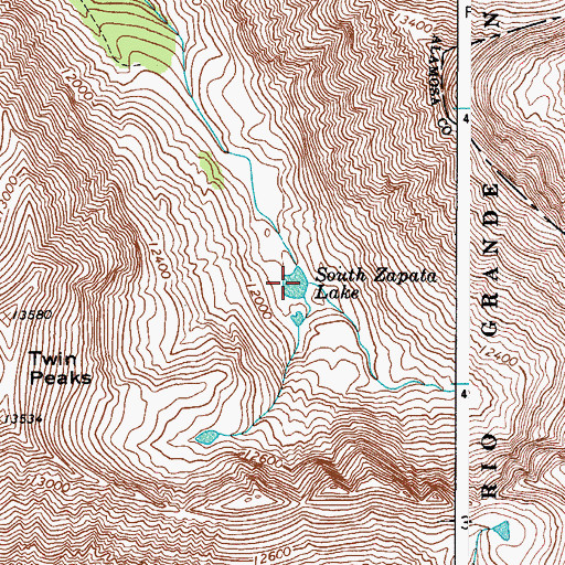 Topographic Map of South Zapata Lake, CO
