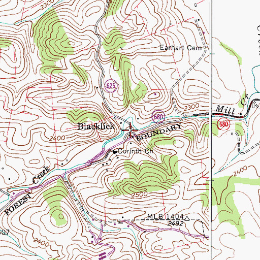 Topographic Map of Black Lick District, VA