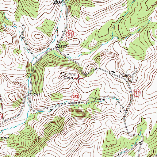 Topographic Map of Burks Fork District, VA