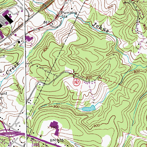 Topographic Map of Center District, VA