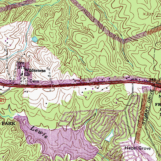 Topographic Map of Chancellor District, VA