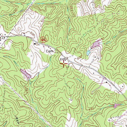 Topographic Map of Cunningham District, VA