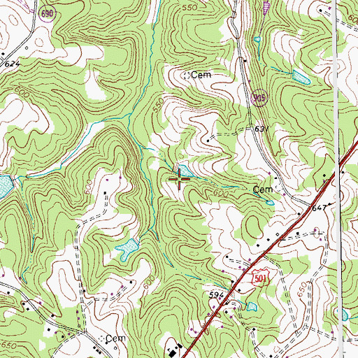 Topographic Map of District 1, VA