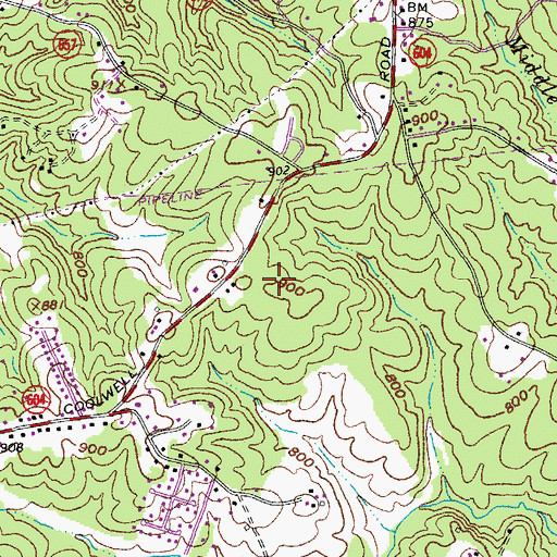 Topographic Map of District 4, VA