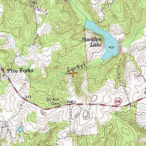 Topographic Map of District 501, VA
