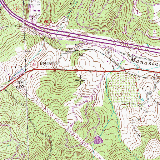 Topographic Map of Happy Creek District, VA