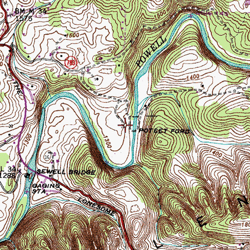 Topographic Map of Jonesville District (historical), VA