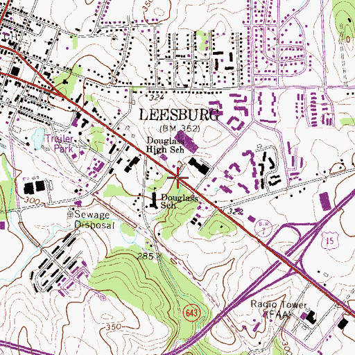 Topographic Map of Leesburg District, VA