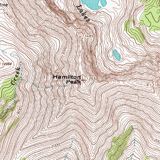 Topographic Map of Hamilton Peak, CO