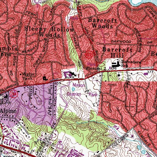 Topographic Map of Mason District, VA