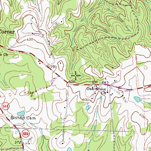 Topographic Map of Meherrin District, VA