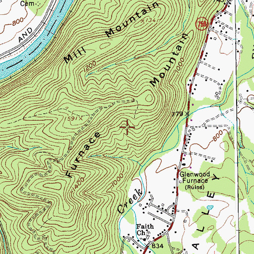 Topographic Map of Natural Bridge District, VA