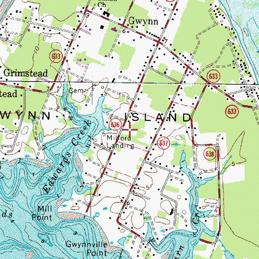 Topographic Map of Piankatank District, VA