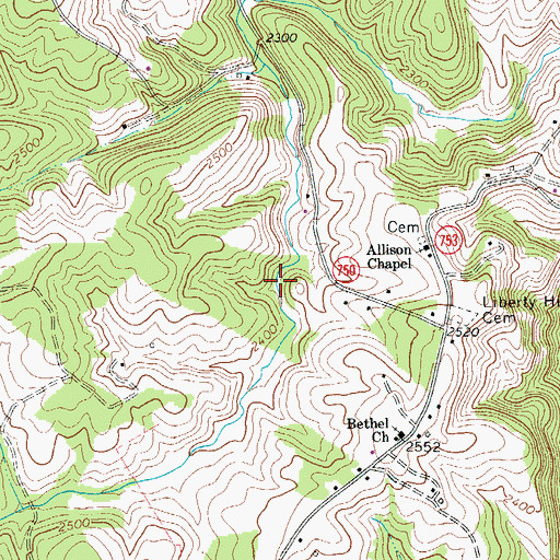Topographic Map of Pine Creek District, VA