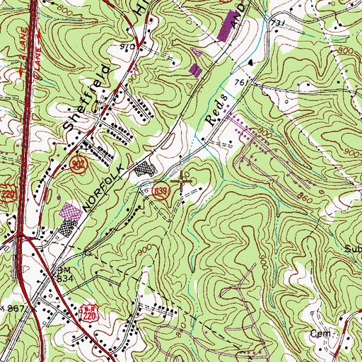 Topographic Map of Ridgeway District, VA