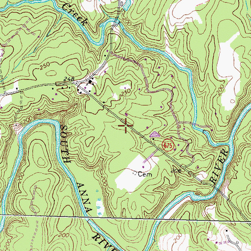 Topographic Map of South Anna District, VA