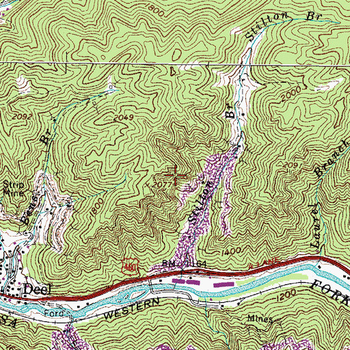 Topographic Map of South Grundy District, VA
