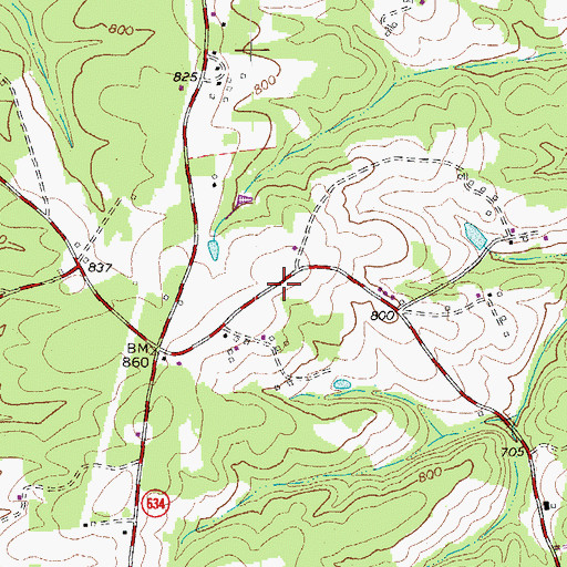 Topographic Map of Staunton River District, VA