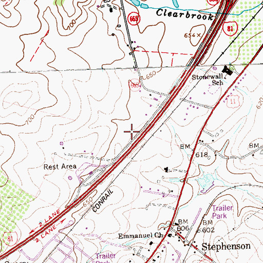 Topographic Map of Stonewall District, VA