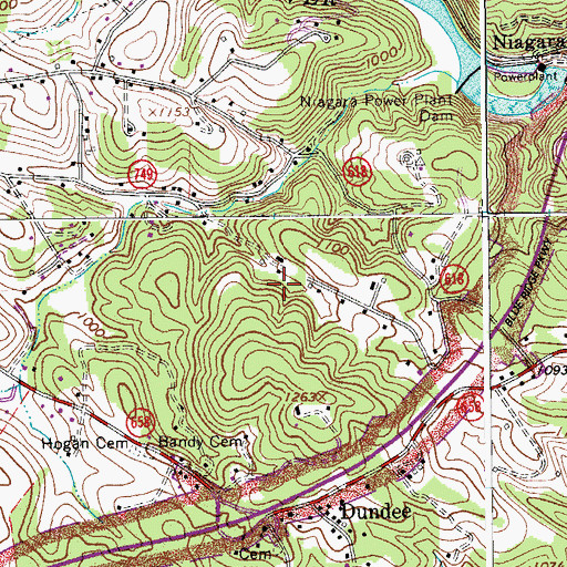Topographic Map of Vinton District, VA