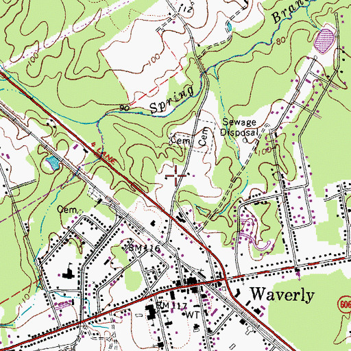 Topographic Map of Waverly District, VA