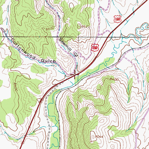 Topographic Map of Sawmill Gulch, CO