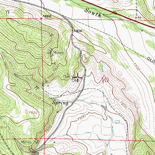 Topographic Map of Oak View Cemetery, CO