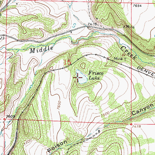 Topographic Map of Frisco Lake, CO
