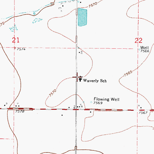 Topographic Map of Waverly School (historical), CO