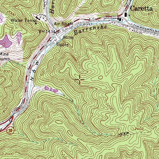 Topographic Map of Big Creek District, WV