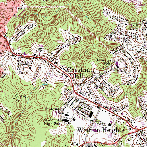Topographic Map of Butler District, WV