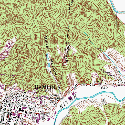 Topographic Map of Carroll District (historical), WV