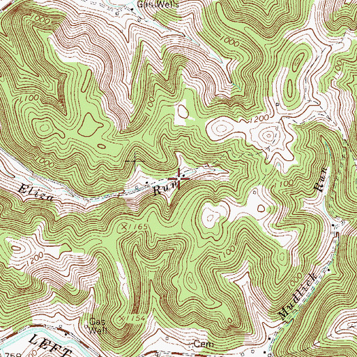 Topographic Map of Center District, WV