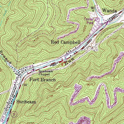 Topographic Map of Central District, WV
