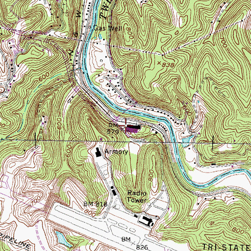 Topographic Map of Ceredo District, WV