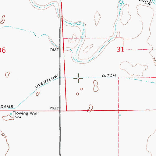 Topographic Map of Adams Overflow Ditch, CO