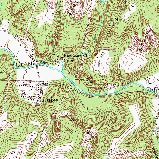 Topographic Map of Cross Creek District (historical), WV