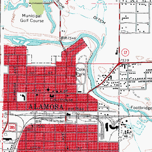 Topographic Map of Cole Park, CO
